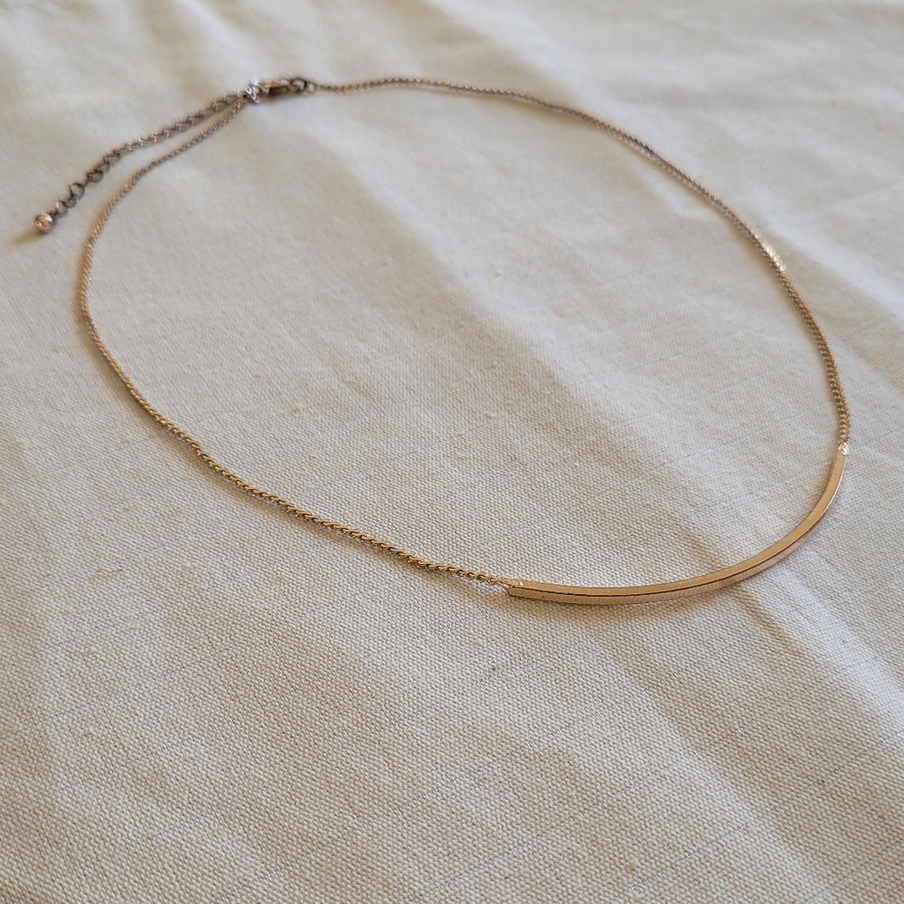 Francesca's Rose Gold Curved Bar Necklace